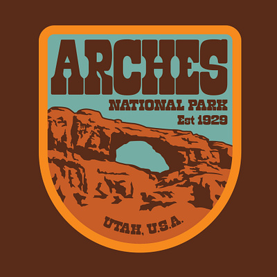 Arches - Skyline Arch arches arches national park badge design illustration logo national park outdoors patch retro utah utah arches utah park vintage wilderness