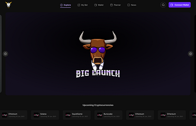 Big Launch - Explore Crypto Tokens app appdesign appuidesign crypto design nft ui uidesign