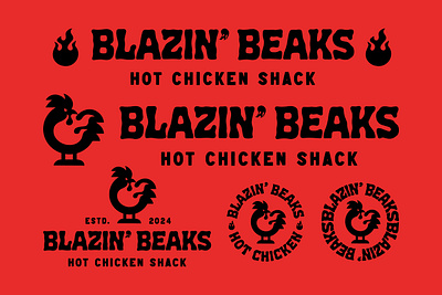 Blazin' Beaks Brand Identity badge brand identity branding burger chicken fire flame food food truck gif hot logo mascot minimalism package design restaurant sandwich