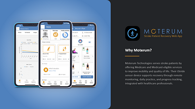 Moterum - Stroke patient recovery web application app branding design graphic design health care illustration logo stroke recovring stroke treatment typography ui ui design uiux ux ux design vector webapp website