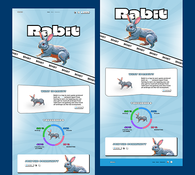 Rabit Meme Coin Landing page Design 3d ui