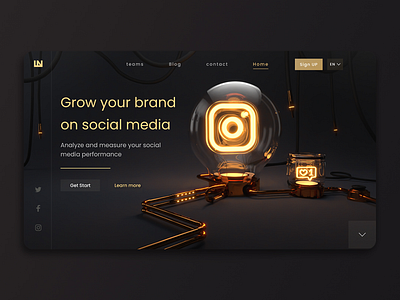 Glowing Social Media Hub 3d 3d web 3ddesign branding creative design graphic design instagram social media ui