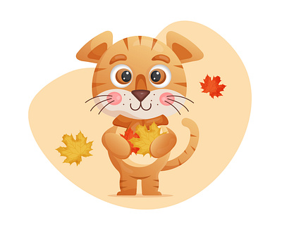 Cartoon cute tiger with autumn leaves art autumn branding cartoon cute decoration design graphic design illustration leaves lion modern print trend