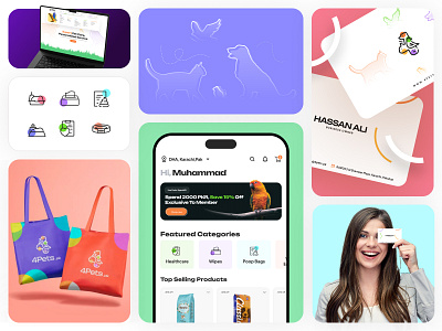 4pets.pk Rebranding animals bento branding business card clean design detailed work e commerce icons illustration imhassanali logo minimal modern pet pet app pet care website uexde ui ux