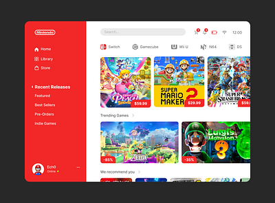 Nintendo Game App - Figma branding graphic design motion graphics ui