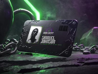 Gothic Horror Gym Membership Card branding design edgy fitness gothic graphic design gym horror id lime green membership card mockup neon purple