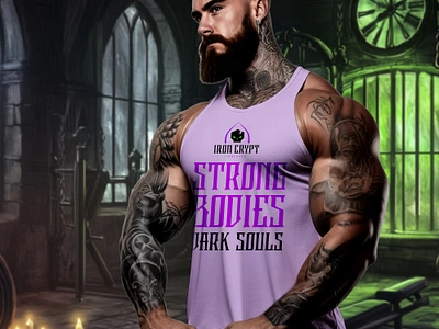 Gothic Horror Gym Tank Top Merch Swag branding crypt design edgy fitness gothic graphic design gym horror merch mockup neon purple swag tank top workout