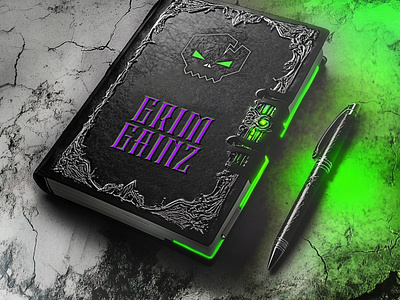 Gothic Horror Gym Fitness Journal branding design edgy fitness journal gains gothic graphic design grunge gym horror lime green mockup neon purple