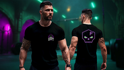 Gothic Horror Gym Tshirt Merch Swag branding crypt design edgy fitness gothic graphic design gym horror merch mockup neon skull swag tshirt