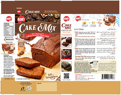 Eat! "Cake Mix" baking product packaging branding for chocolate products creative design for ready mix design graphic design illustration