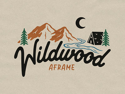 Wildwood Aframe aframe branding cabin commission distressed graphic design han handdrawn illustration logo outdoors vector wild