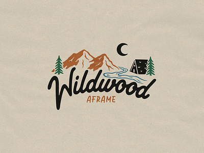 Wildwood Aframe aframe branding cabin commission distressed graphic design han handdrawn illustration logo outdoors vector wild