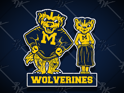 Vintage Wolverine Couple athletics classic college football illustration mascot ncaa sports sweethearts vintage wolverine wolverines