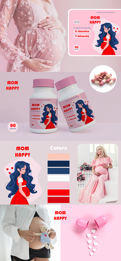 Packaging design "Mom Happy" artwork design digital art digital illustration graphic design illustration packaging packaging design vector