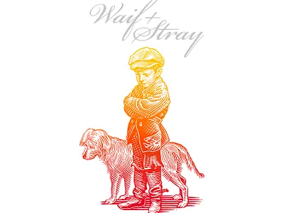 Waif + Stray boy dog engraving line art logo roger xavier scratchboard