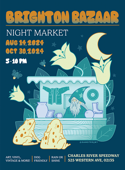 Summer Night Market Poster advertising graphic design illustration poster design text