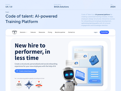 AI-powered training platform for employers ai ai powered character design desktop edtech education training platform ui ux uxui design web design web platform