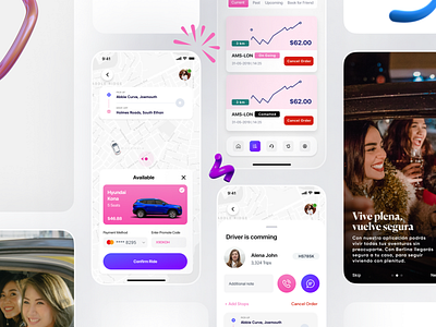 Female Driver App | Driver App | UI UX Design driverr app female driver app get a direction mobile map app onboarding passanger app ui ux designd uiux welldux