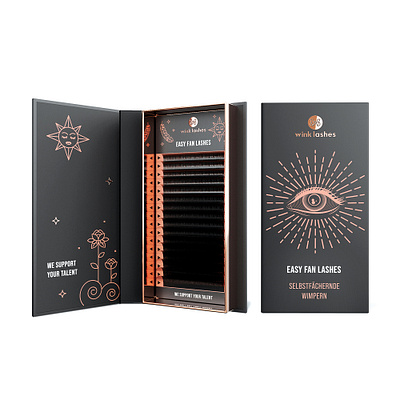 Wink Lashes. Packaging Design black branding cosmetic eye graphic design lashes line illustration package packaging design pink gold