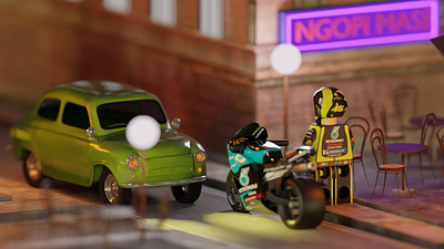 Lego Valentino Rossi : Late Night In Roma 3d 3d modeling artwork blender graphic design illustration lego motogp