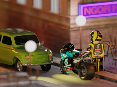 Lego Valentino Rossi : Late Night In Roma 3d 3d modeling artwork blender graphic design illustration lego motogp