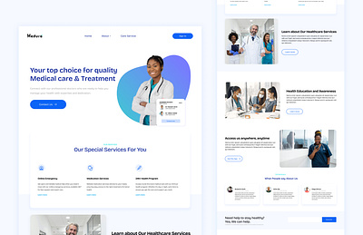 Medura medical landing page ui