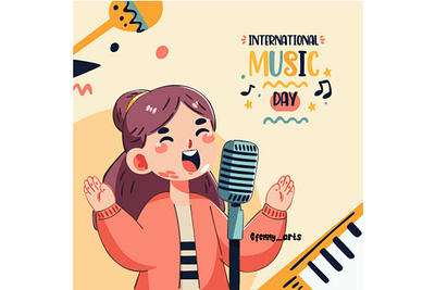 International Music Day Illustration celebration concert creative culture day elements event festival instrument joy music musical musician notes people singer song symbol tradition unity