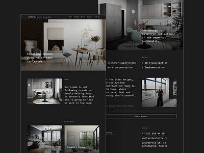 Interior Design Studio - Website Concept architecture black concept dark design laconic landing page minimalist typography ui web website