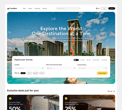 TravelNest - Travel Website hero section travel ui ux website