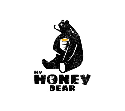 Honey Bear Logo bear bears bee black branding brown business design honey honeycomb logo logo design logos mark mascot minimal simple sweet vector wild