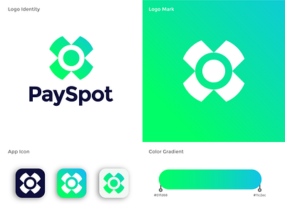 PaySpot Logo Design Inspiration app branding design gradient graphic design green illusration inspiration letter p logo minimalist modern p logo payment payspot software ui ux vector