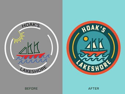 Hoak's Lakeshore - Logo Update badge design branding buffalo hamburg logo design merch design modern logo restaurant branding retro design sailboat sticker design vintage logo waterfront