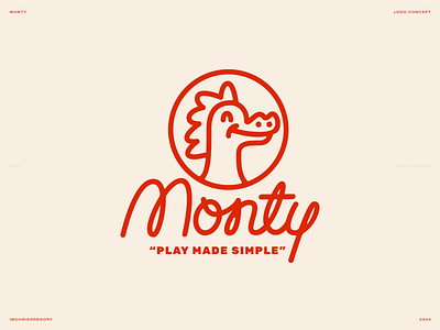 Monty Toys Logo Concept branding cursive dinosaur dragon logo play script smile toys type typography