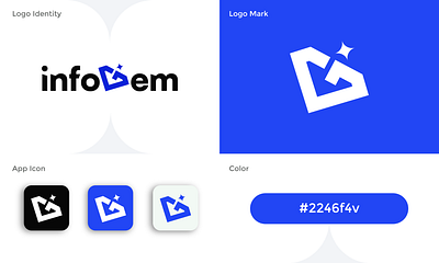 infoGem Logo inspiration app blue branding diamond gem logo letter g logo minimalist modern