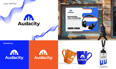 Audacity Logo Redesign app blue branding business design graphic design letter a logo minimalist modern motion graphics mugs orange social design software sound ui ux