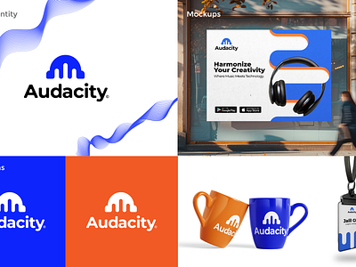 Audacity Logo Redesign app blue branding business design graphic design letter a logo minimalist modern motion graphics mugs orange social design software sound ui ux