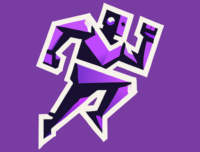 The Running Man 🏃‍♂️ app branding dash design graphic design icon illustration logo man purple robot running running man speed typography ui ux vector