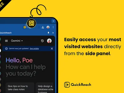 QuickReach Sidebar UI browser chrome chrome extension ui web website