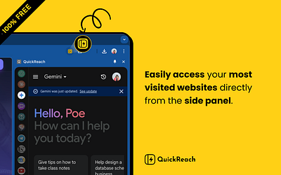 QuickReach Sidebar UI browser chrome chrome extension ui web website