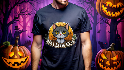 Halloween Cat T-Shirt design soft cat shirt