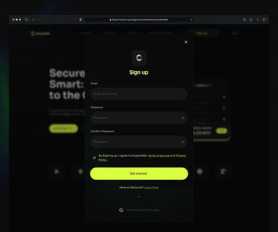 Sign up Modal for a Web3 Website airdrop app crypto cryptocurrency design minimal productdesign signup ui uiux web3 website