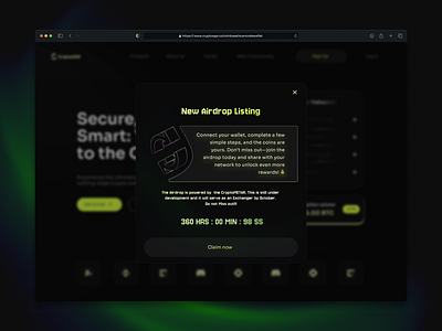 Airdrop Listing Modal airdrop app cruptowebsite cryptocurrency design listing minimal productdesign ui uiux web3 web3website website