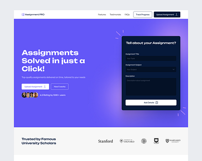 Assignment Pro Assignment Writing Service Landing Page design figma ui uiux ux