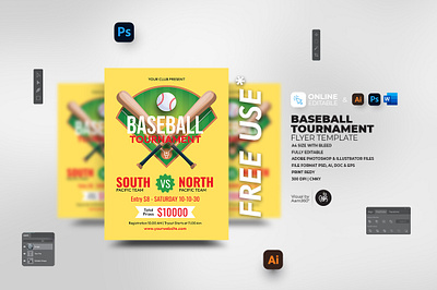 Baseball Tournament Flyer Template aam360 aam3sixty baseball baseball camp baseball camp poster baseball flyer template baseball game baseball game ad baseball game flyer baseball league baseball night baseball tournament flyer baseball tryouts concept flyer template free flyer illustration sports sports flyer