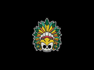 Aztec Warrior Skull actec aztec logo aztec warrior chief logo illustration mascot mask mexican mexico skull