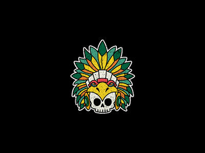 Aztec Warrior Skull actec aztec logo aztec warrior chief logo illustration mascot mask mexican mexico skull