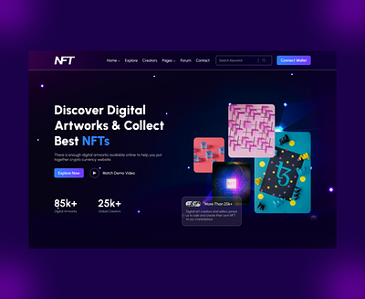 NFT Website design figma home page landing page nft nft art nft collection nft post nft website typography ui uiux user exprience user inerface web design website design