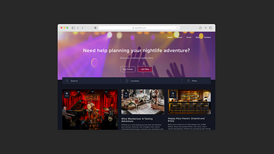 Day 70 - Event Listing #DailyUI dailyui darkmode design event listing macos nightlife ui ux website