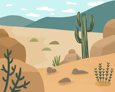 Cactus in the Desert🌵 cactus illustration desert illustration