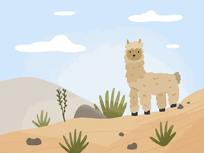 Alpaca in the Mountains🦙 animal animal illustration illustration latin america mountain